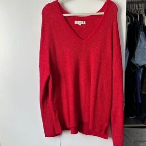 Loft Vibrant Red V-Neck Sweater